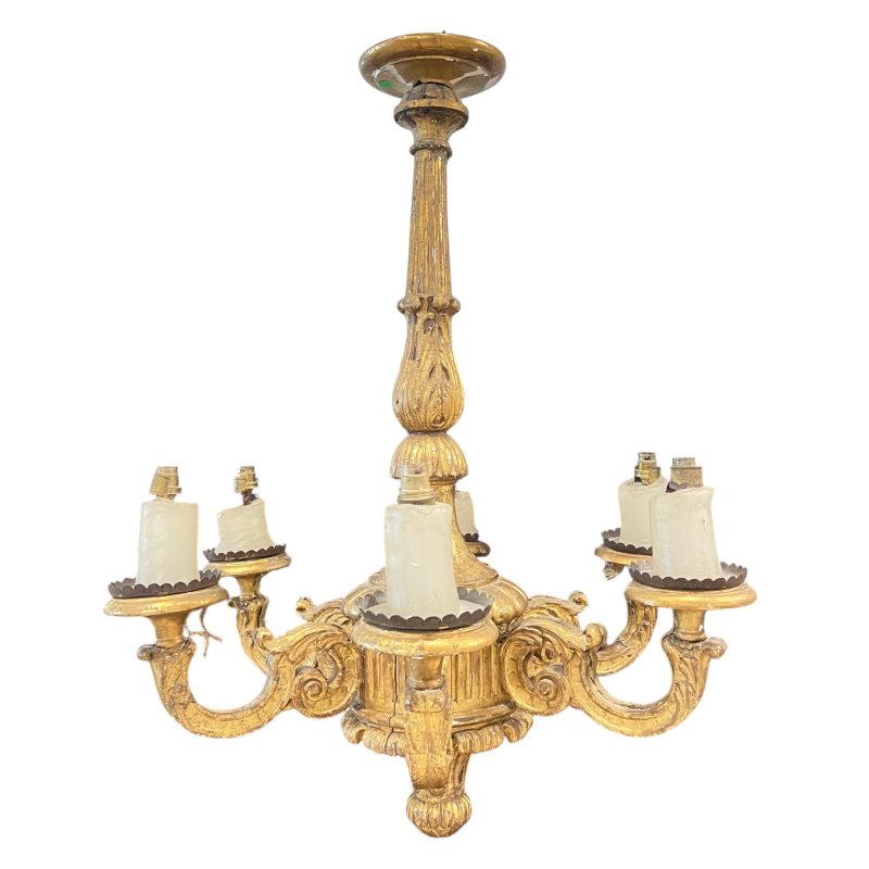 19th Century French Louis XIV Style Antique Wood Chandelier