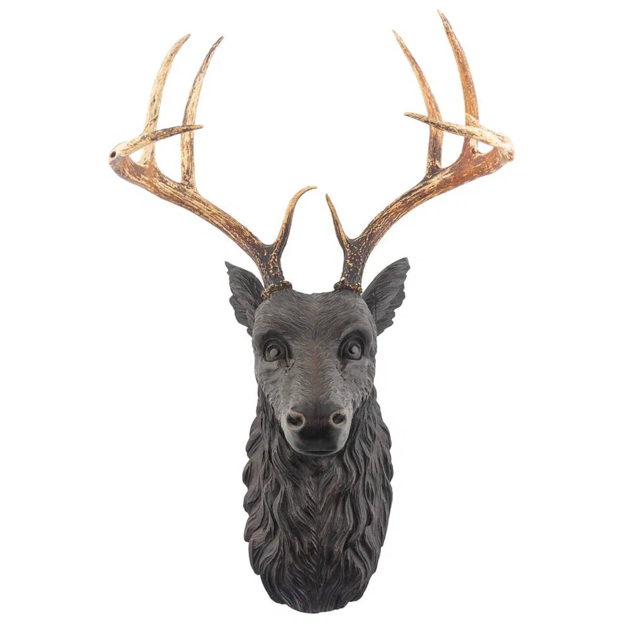 19th Century Black Forest Oak Stag Wall Mount