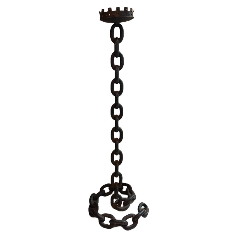20c Continental Brutalish Iron Chain Floor Lamp in Style of Franz West