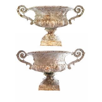 19th Century French Pair of Antique Iron Jardinieres with Handles