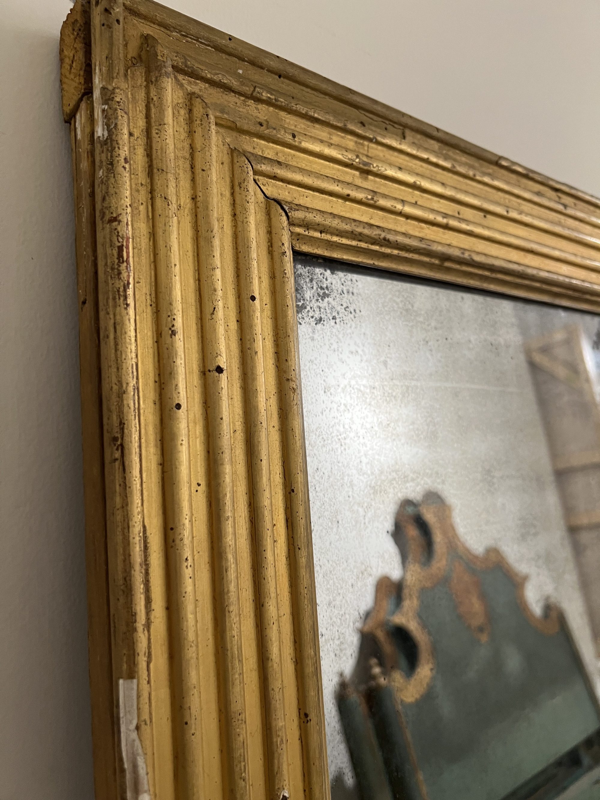 18th Century Tall Louis XVI Gilded Antique Mirror - Image 2