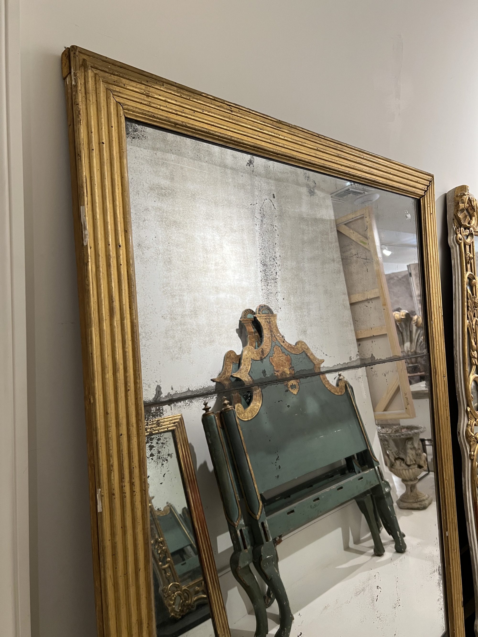 18th Century Tall Louis XVI Gilded Antique Mirror - Image 3