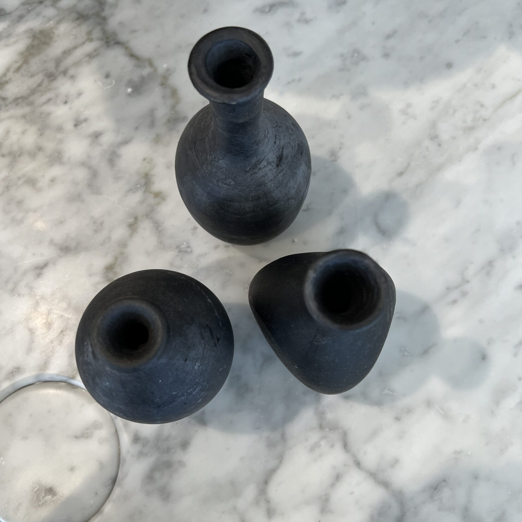 Set of 3 Small Black Vases - Image 3