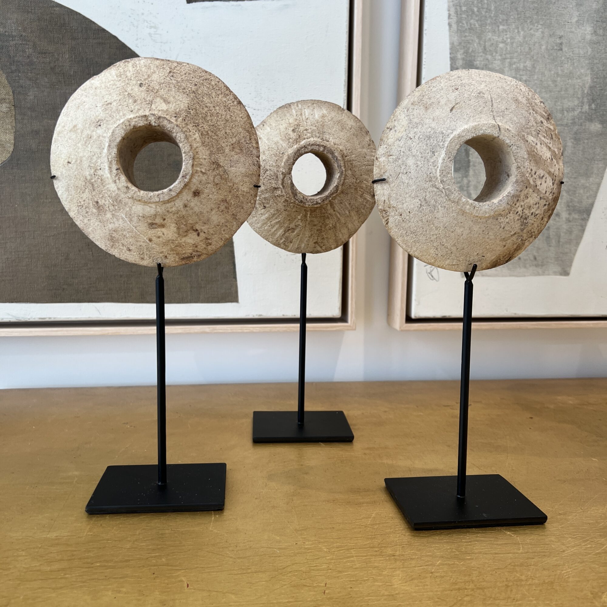 Set of 3 Millstones on Base - Image 2
