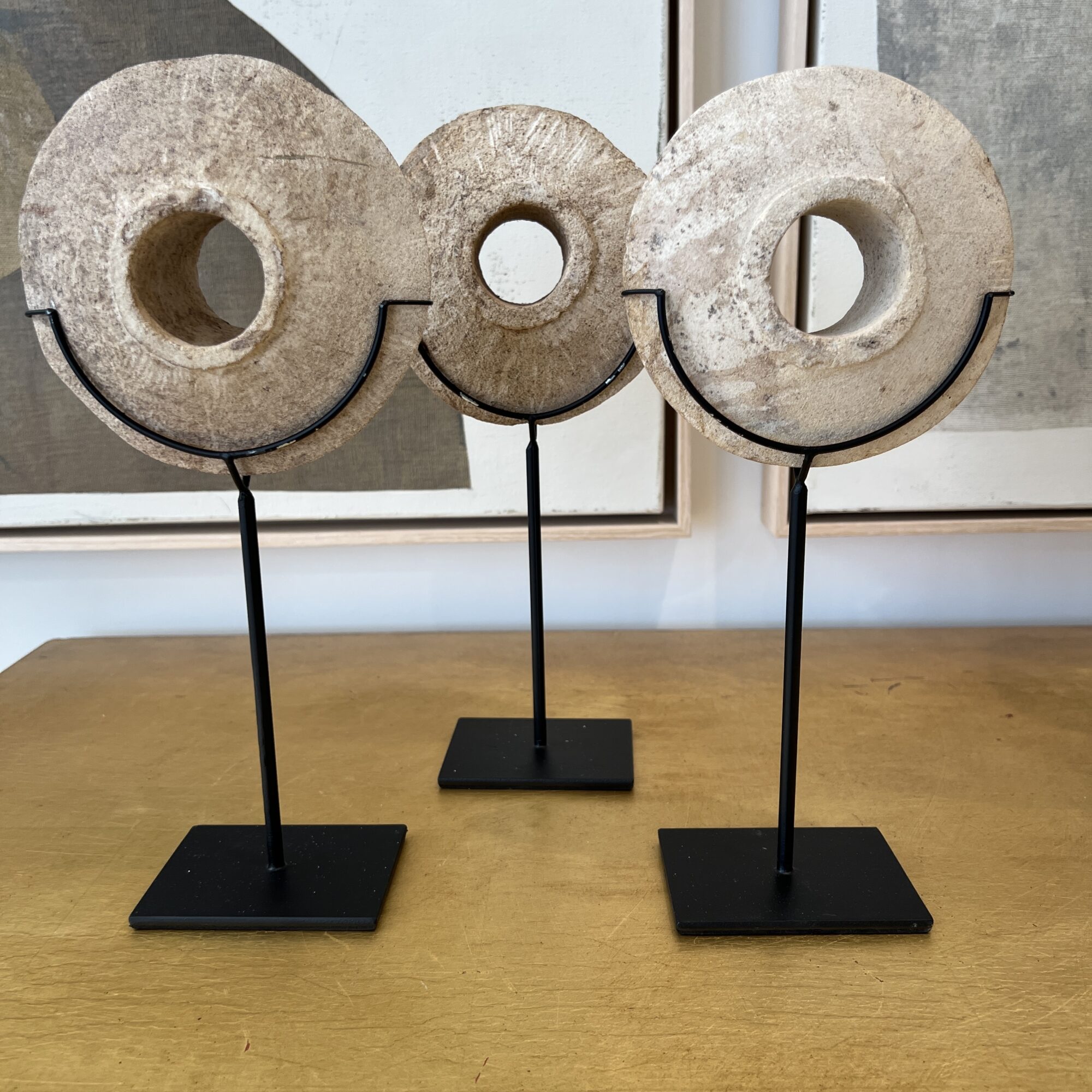 Set of 3 Millstones on Base - Image 7