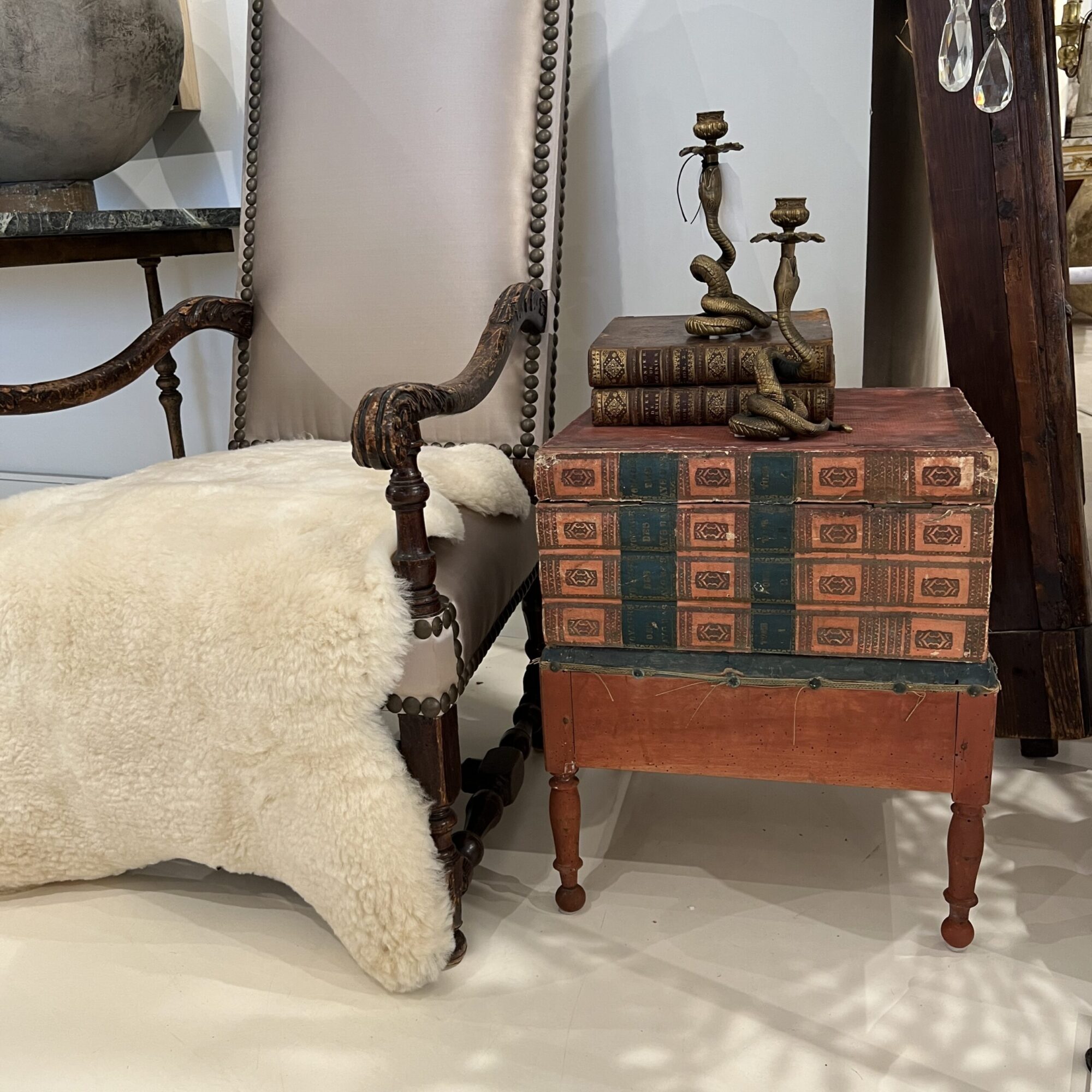 19th Century French Book Box Antique Side Table - Image 12