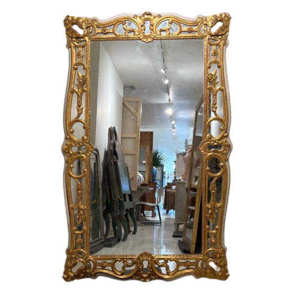 19th Century Large Louis XV Style Gilded Antique Floor Mirror