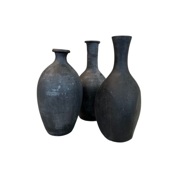 Set of 3 Small Black Vases