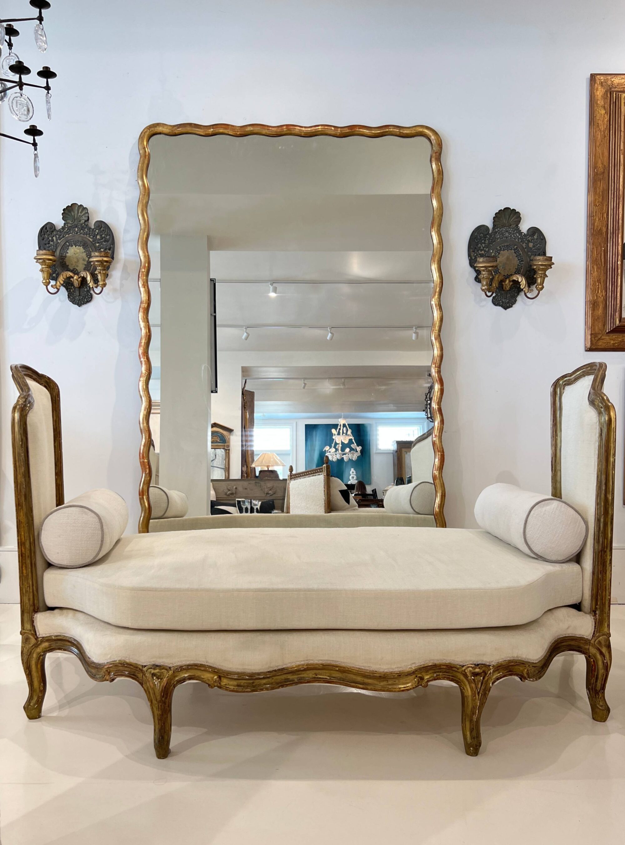 19th Century French Directoire Lg Gilded Scalloped Antique Mirror - Image 7