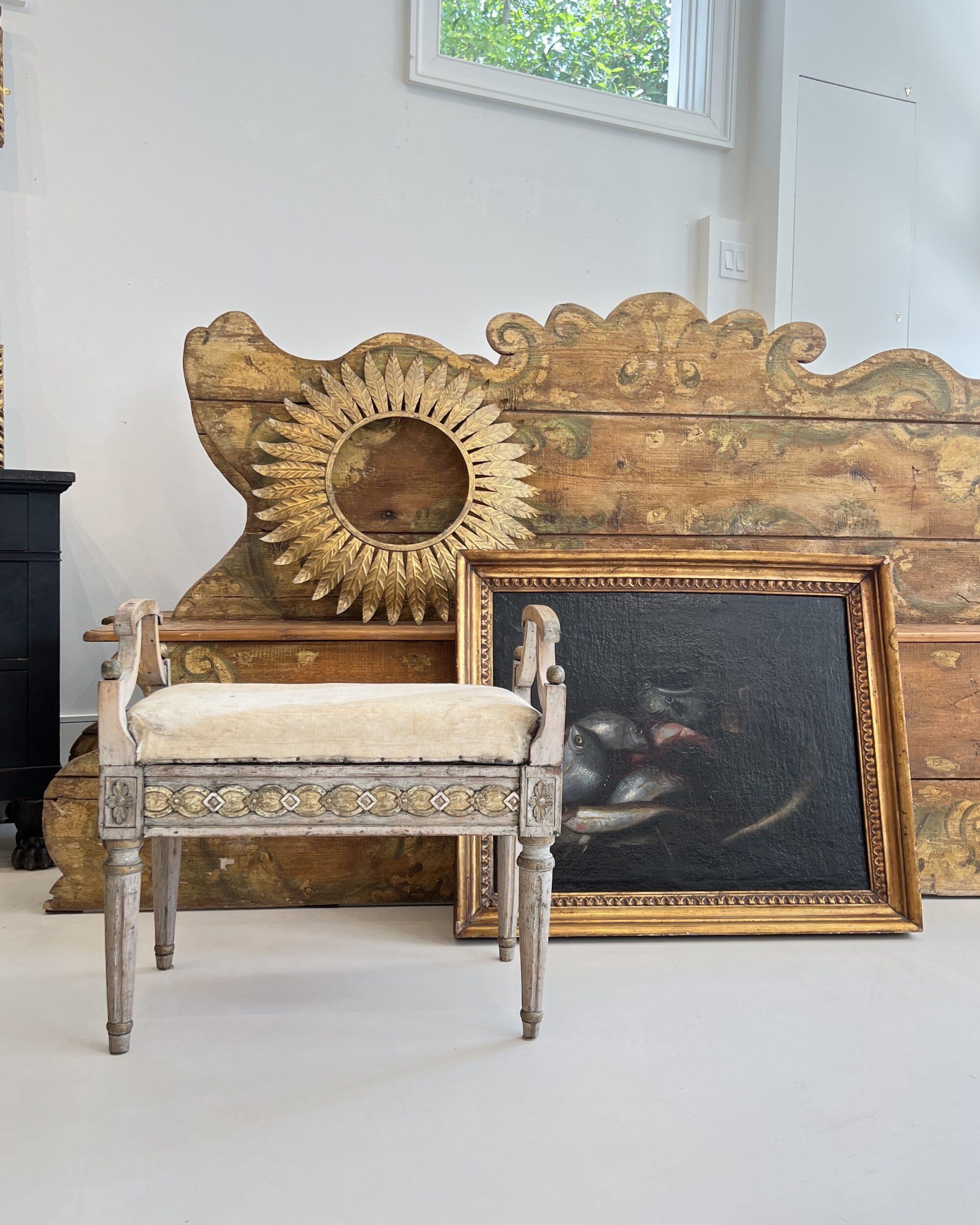 18th Century Italian Baroque Polychrome Antique Hall Bench - Image 7