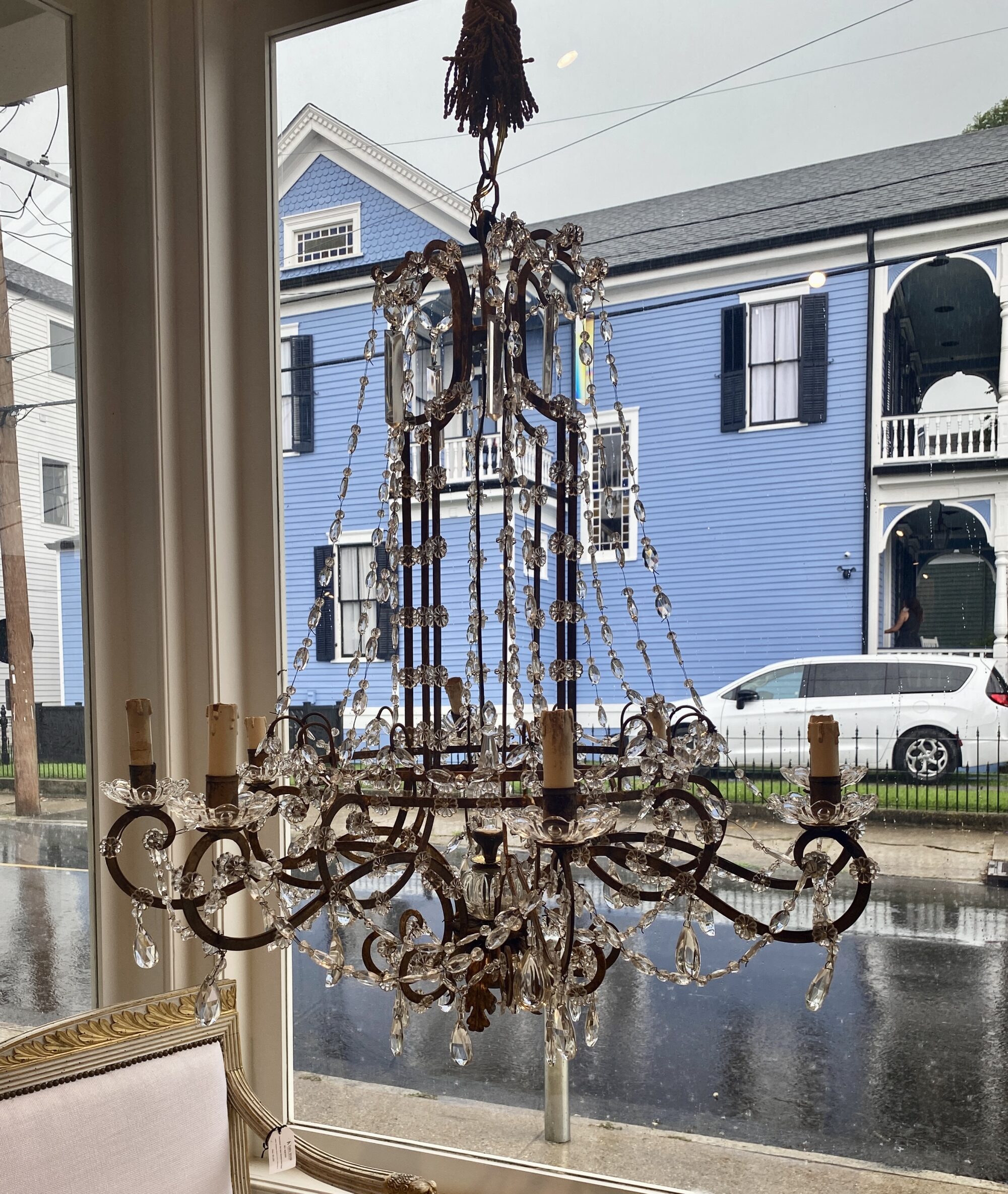 19th Century Italian Crystal & Iron Antique Chandelier - Image 2