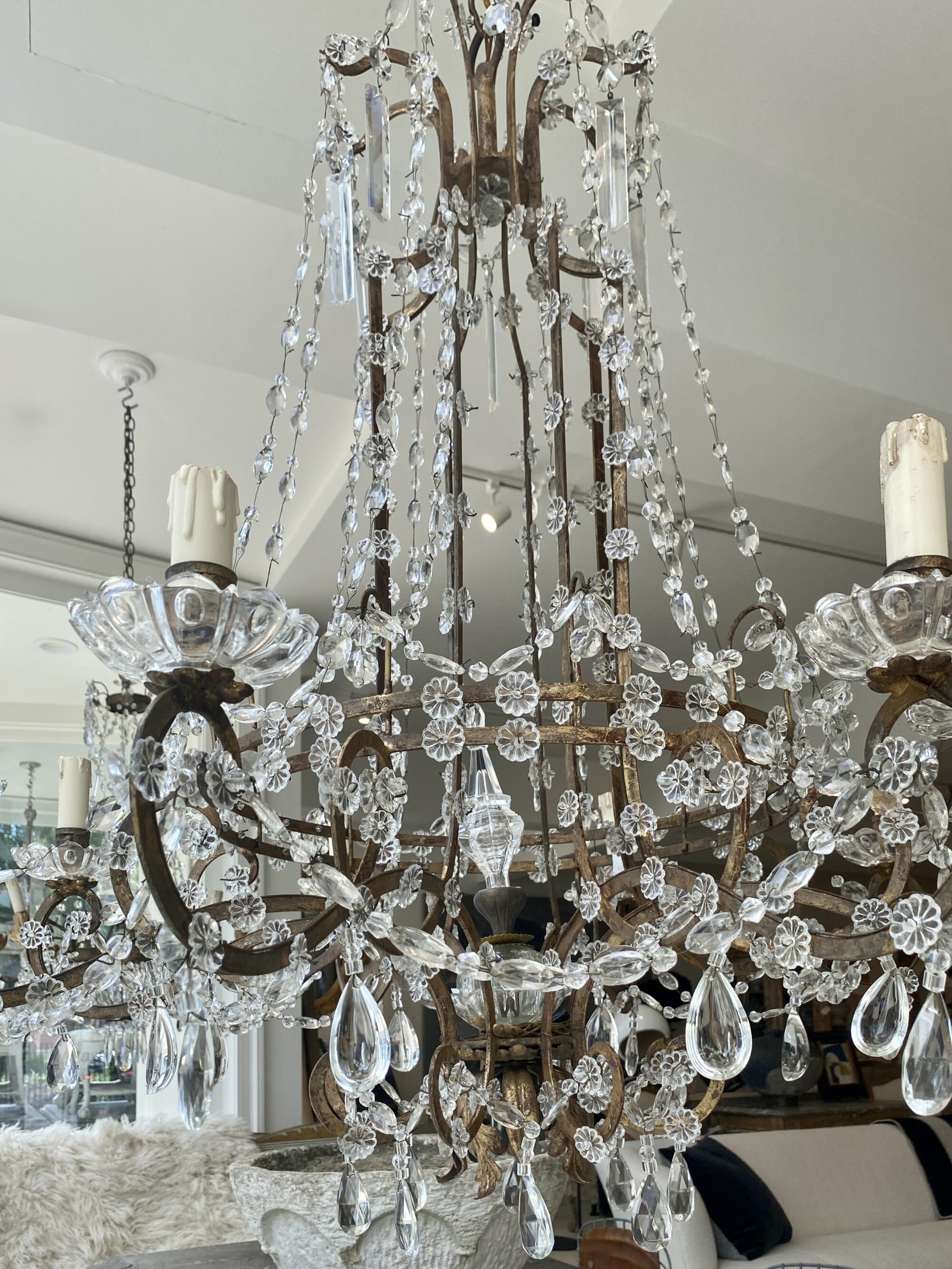 19th Century Italian Crystal & Iron Antique Chandelier - Image 5