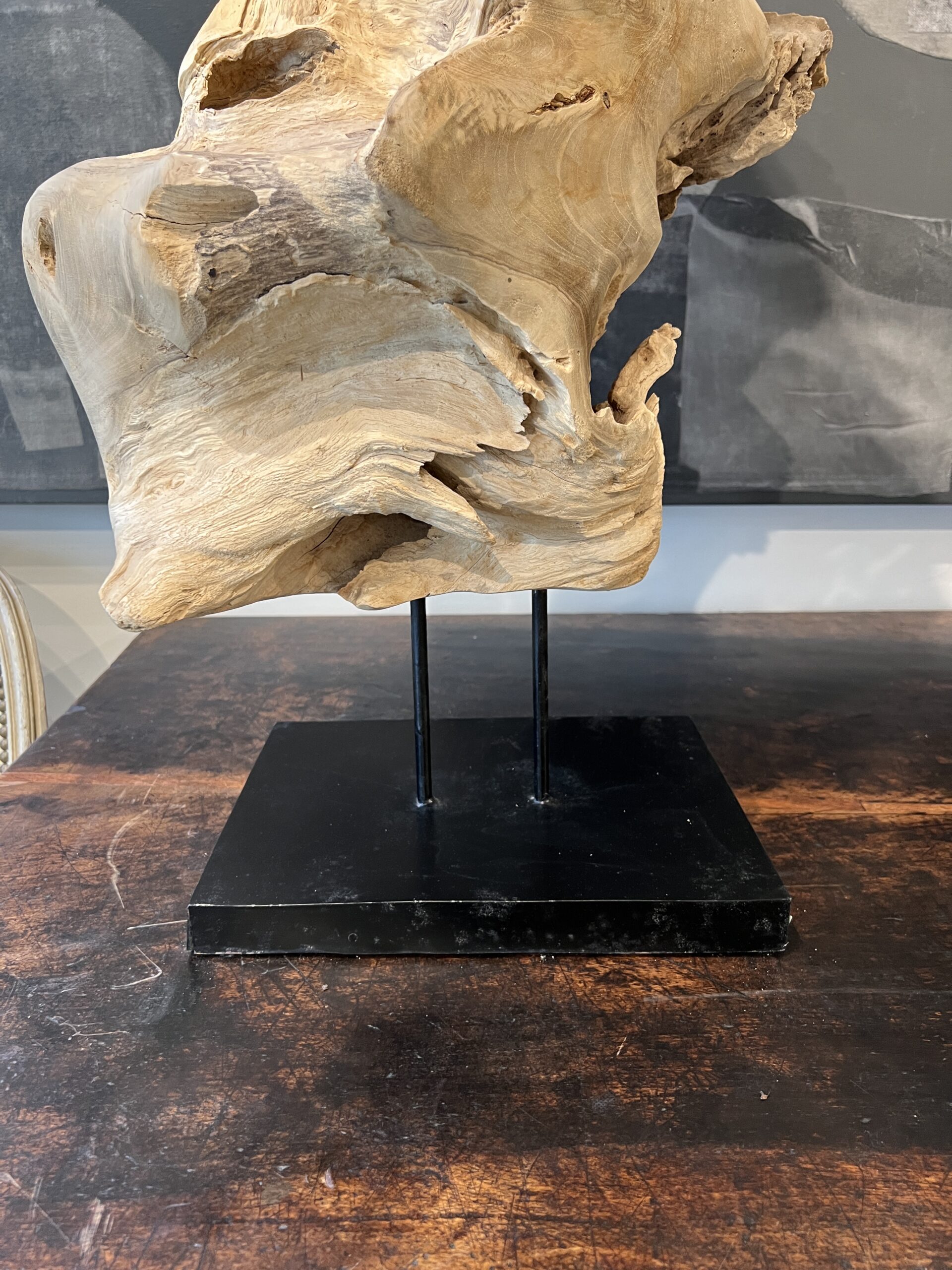 Bleached Wood Organic Sculpture on Stand - Image 8