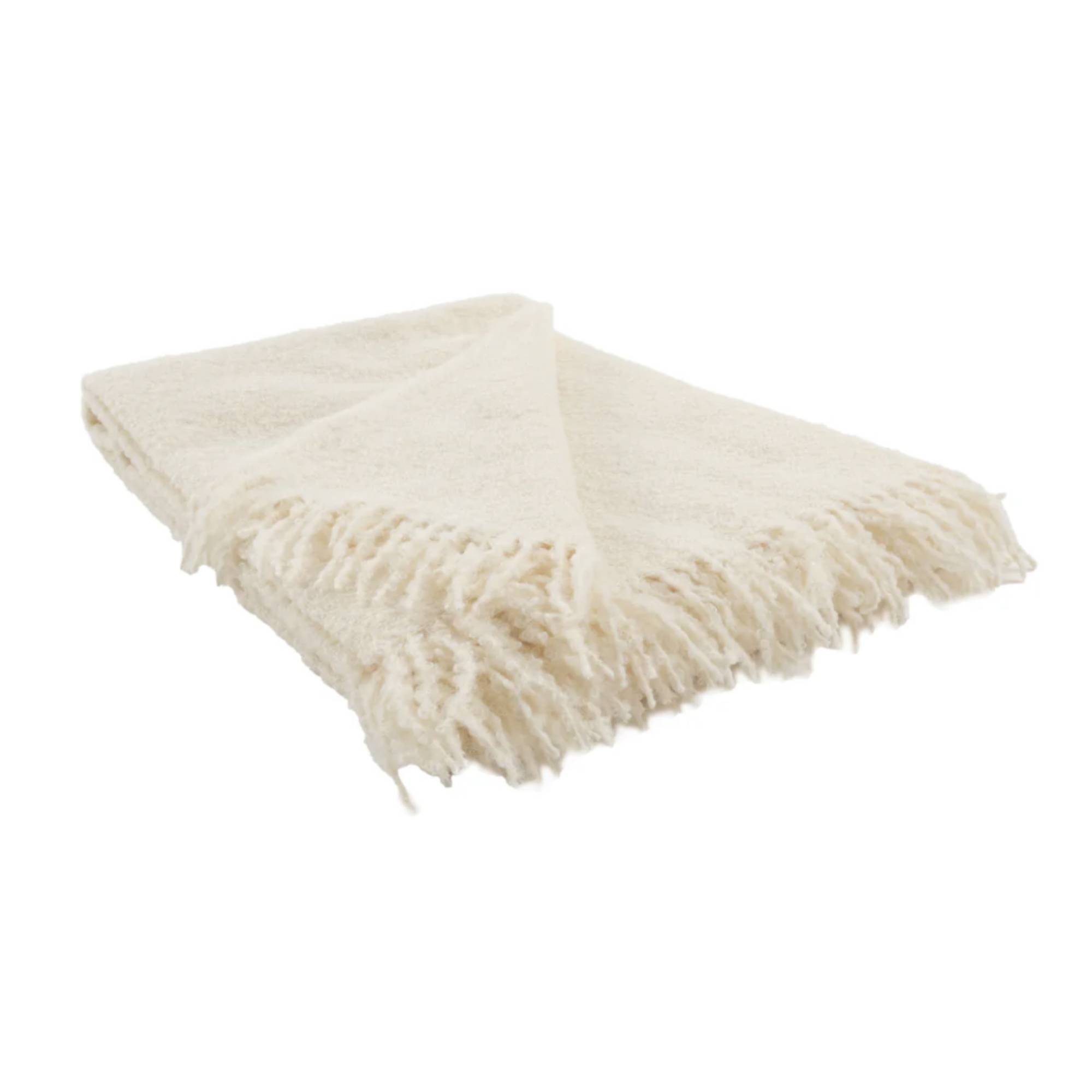 Alpaca Boucle Throw - Ivory